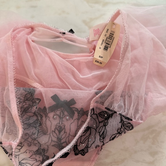 NWT Victoria’s Secret Dream Angels pink and black lace tulle panty - Picture 6 of 6
